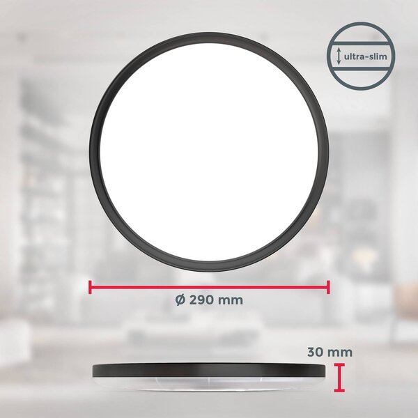 B.K. Licht Panel LED Slim, możliwość ściemniania, czarny, biuro, tworzywo sztuczne