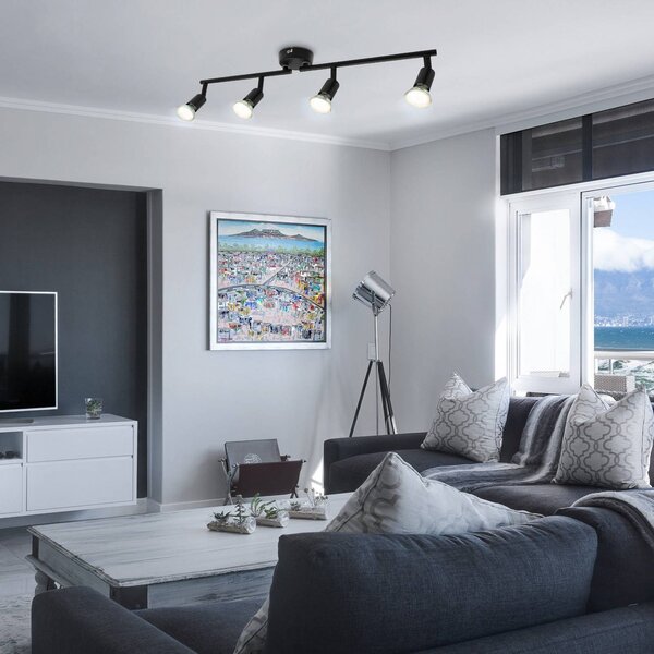 B.K. Licht Lampa sufitowa Jade, czarna, 4-punktowa, GU10 LED, 3000 K Jade, czarny, salon / jadalnia, metal, nowoczesny