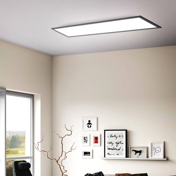 B.K. Licht Panel LED Odin Remote CCT, 100 x 25 cm, czarny Odin, możliwość ściemniania, czarny, biuro, metal, nowoczesny