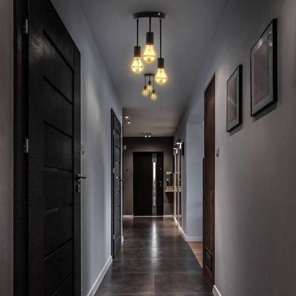 B.K. Licht Lampa sufitowa Indu, możliwość ściemniania, czarny, salon / jadalnia, metal