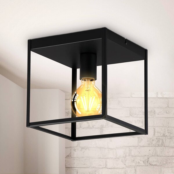 B.K. Licht Lampa sufitowa Indu, możliwość ściemniania, czarny, przedpokój, metal, nowoczesny