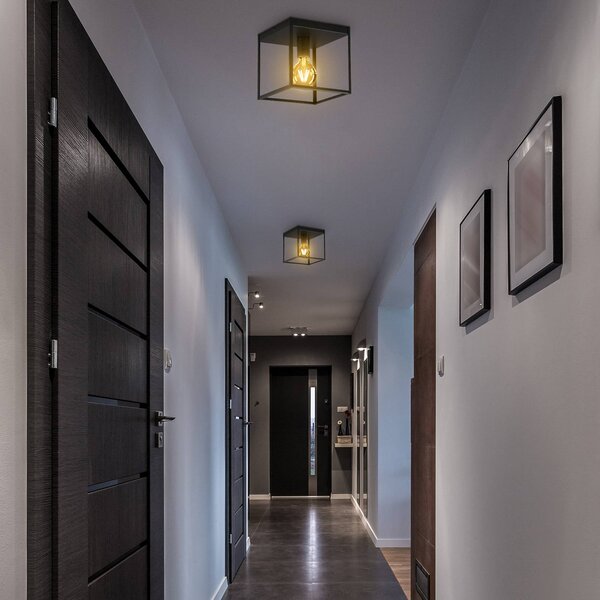 B.K. Licht Lampa sufitowa Indu, możliwość ściemniania, czarny, przedpokój, metal, nowoczesny