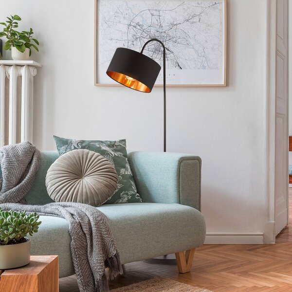 B.K. Licht Lampa stojąca Kari, czarny, salon / jadalnia, tkanina / materiał / jedwab, nowoczesny