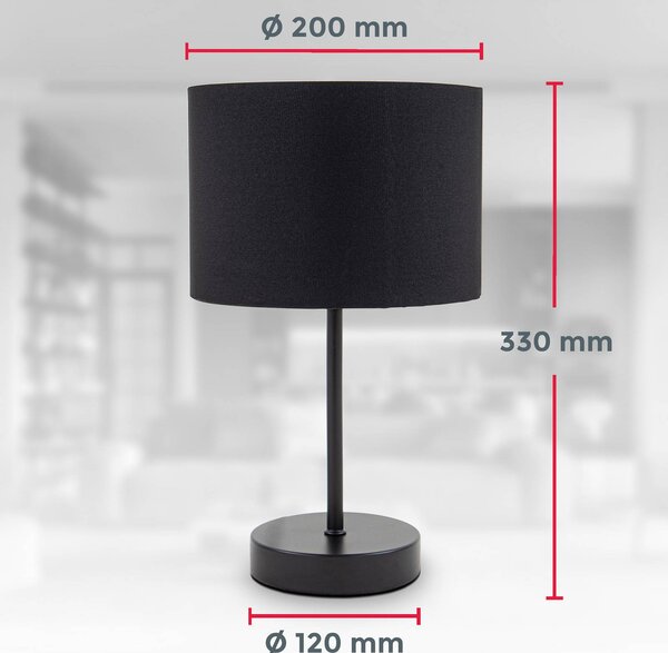 B.K. Licht Lampa stołowa Kari, czarny, salon / jadalnia, tkanina / materiał / jedwab, nowoczesny