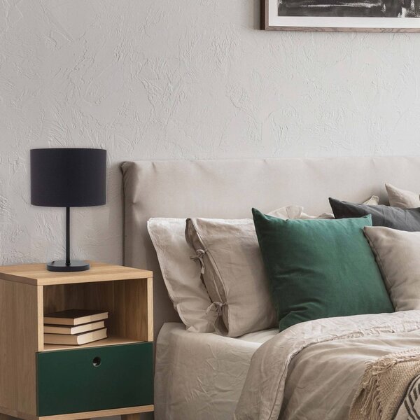B.K. Licht Lampa stołowa Kari, czarny, salon / jadalnia, tkanina / materiał / jedwab, nowoczesny