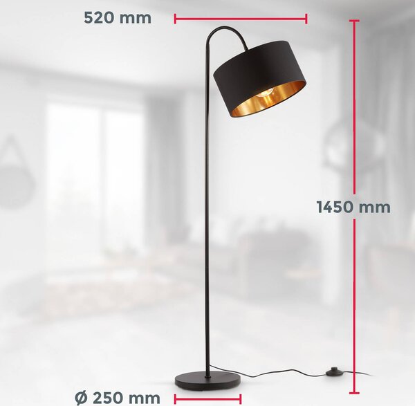 B.K. Licht Lampa stojąca Kari, czarny, salon / jadalnia, tkanina / materiał / jedwab, nowoczesny