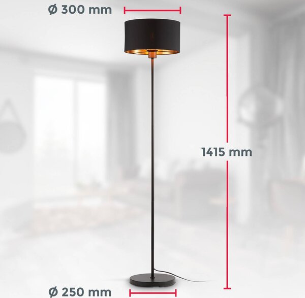 B.K. Licht Lampa stojąca Kari, czarny, salon / jadalnia, tkanina / materiał / jedwab, nowoczesny