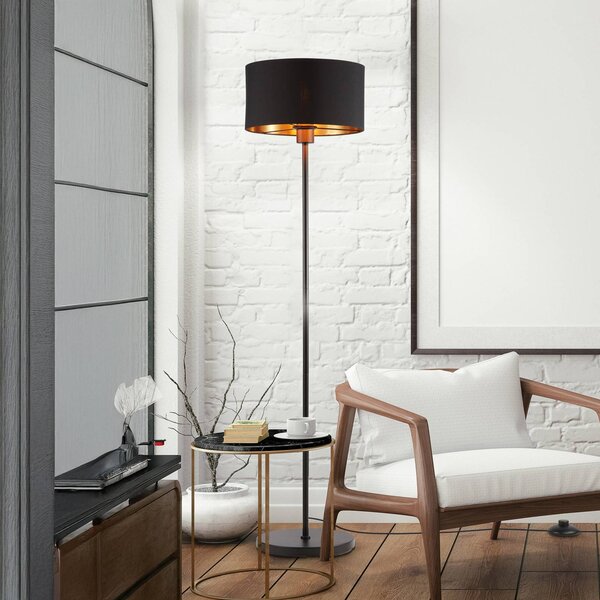 B.K. Licht Lampa stojąca Kari, czarny, salon / jadalnia, tkanina / materiał / jedwab, nowoczesny