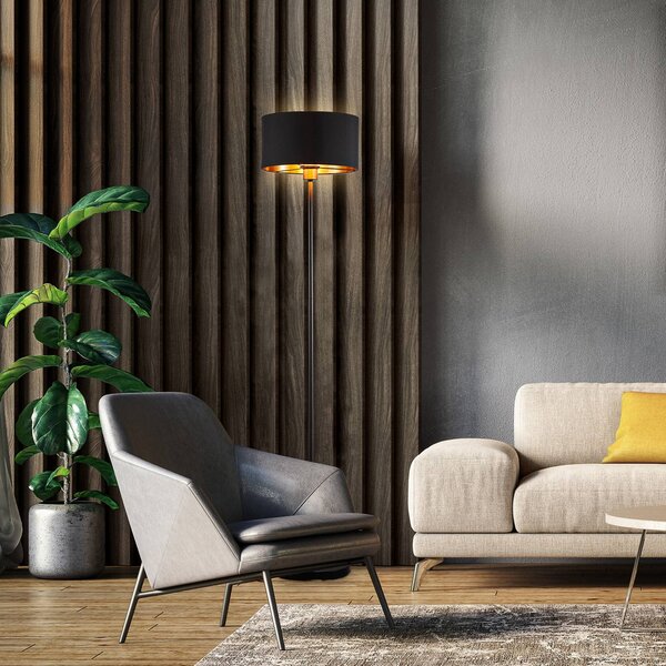 B.K. Licht Lampa stojąca Kari, czarny, salon / jadalnia, tkanina / materiał / jedwab, nowoczesny