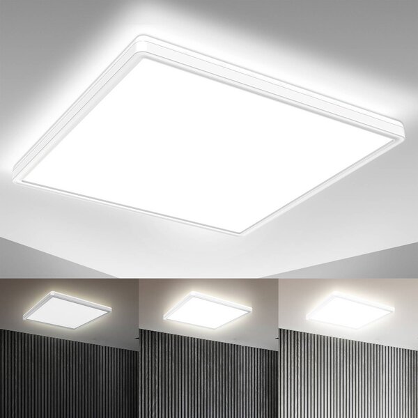 B.K. Licht Panel LED Eki, 42 x cm, biały, ściemniany, podświetlenie, 4000 K możliwość ściemniania, biały / opal, biuro, tworzywo sztuczne