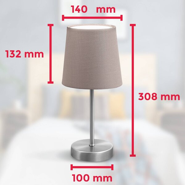 B.K. Licht Lampa stołowa Kaneo, aluminiowy / szary / cynkowy, sypialnia, metal