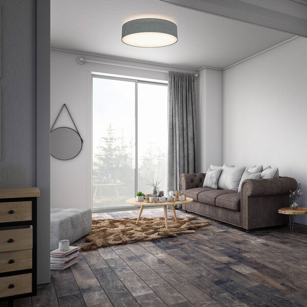 B.K. Licht Lampa sufitowa Litora, możliwość ściemniania, aluminiowy / szary / cynkowy, salon / jadalnia, tkanina / materiał / jedwab