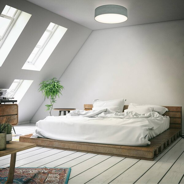 B.K. Licht Lampa sufitowa Litora, możliwość ściemniania, aluminiowy / szary / cynkowy, salon / jadalnia, tkanina / materiał / jedwab