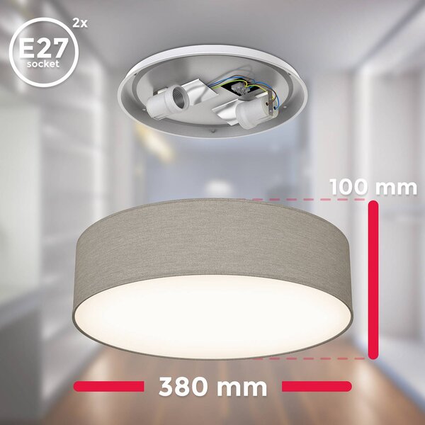 B.K. Licht Lampa sufitowa Litora, możliwość ściemniania, brązowy / rdzawy, salon / jadalnia, tkanina / materiał / jedwab