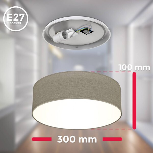 B.K. Licht Lampa sufitowa Litora, możliwość ściemniania, brązowy / rdzawy, salon / jadalnia, tkanina / materiał / jedwab