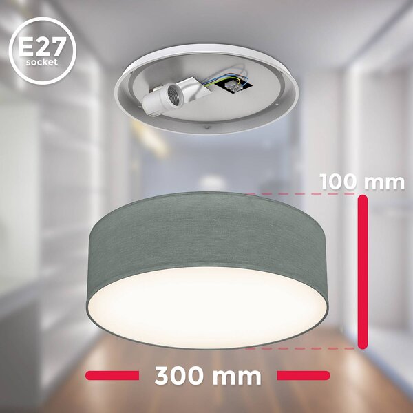 B.K. Licht Lampa sufitowa Litora, możliwość ściemniania, aluminiowy / szary / cynkowy, salon / jadalnia, tkanina / materiał / jedwab