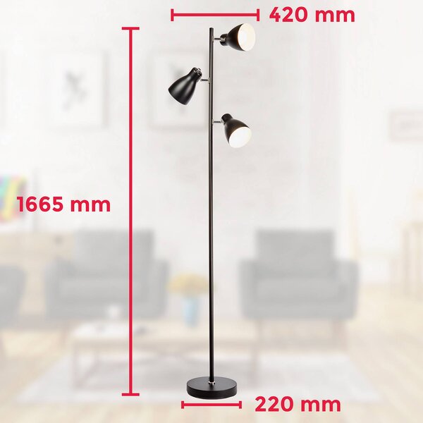B.K. Licht Lampa stojąca Gide, czarny, salon / jadalnia, metal