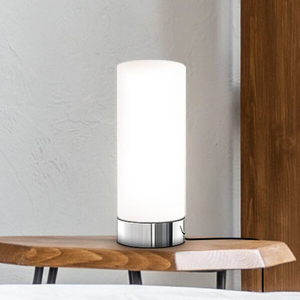 B.K. Licht Lampa stołowa Gari, możliwość ściemniania, biały / opal, sypialnia, szkło