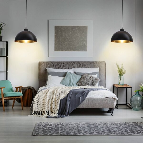 B.K. Licht Lampa wisząca Goldi, możliwość ściemniania, czarny, salon / jadalnia, metal