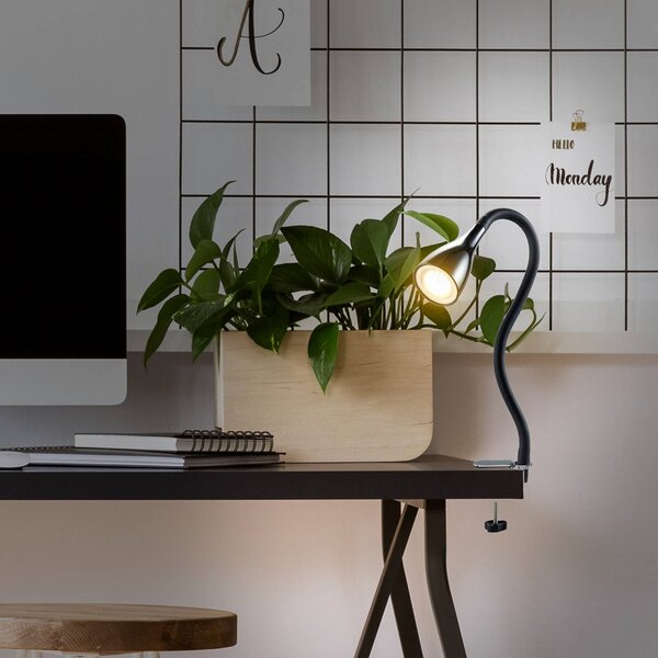 B.K. Licht Lampka z klipsem Lauri, możliwość ściemniania, czarny, salon / jadalnia, metal, nowoczesny