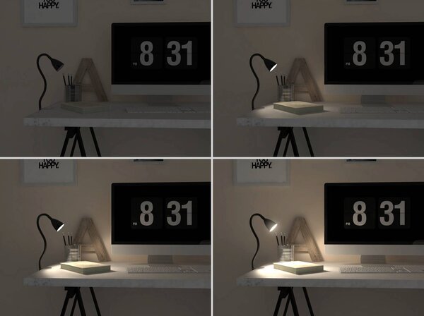 B.K. Licht Lampka z klipsem Lauri, możliwość ściemniania, czarny, salon / jadalnia, metal, nowoczesny
