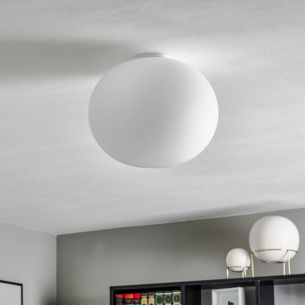 FLOS Lampa sufitowa designerska GLO-BALL, możliwość ściemniania, biały / opal, salon / jadalnia, szkło, design