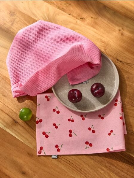 Sinsay - Ścierki kuchenne z motywem wisienek 2 pack - różowy