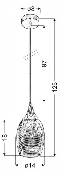 Nowoczesna wisząca lampa ze szklanym kloszem - D145 H3-T62