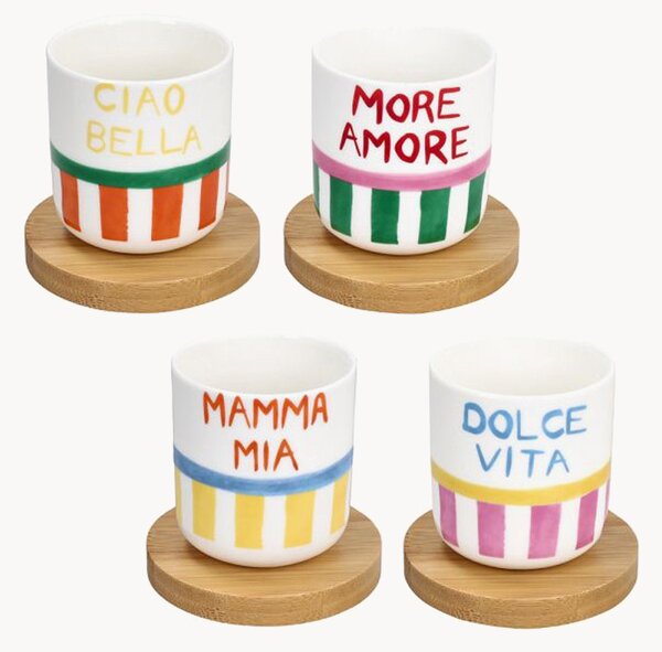 Filiżanki ze spodkami z porcelany kostnej Viva L'Italia