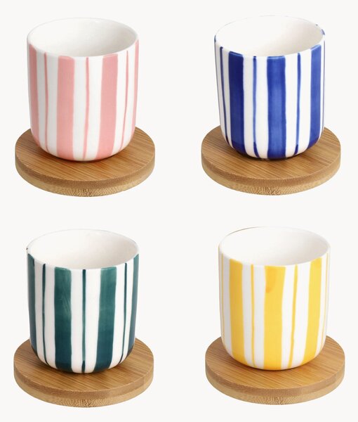Komplet filiżanek ze spodkiem New Milk & C Stripes, 4 elem