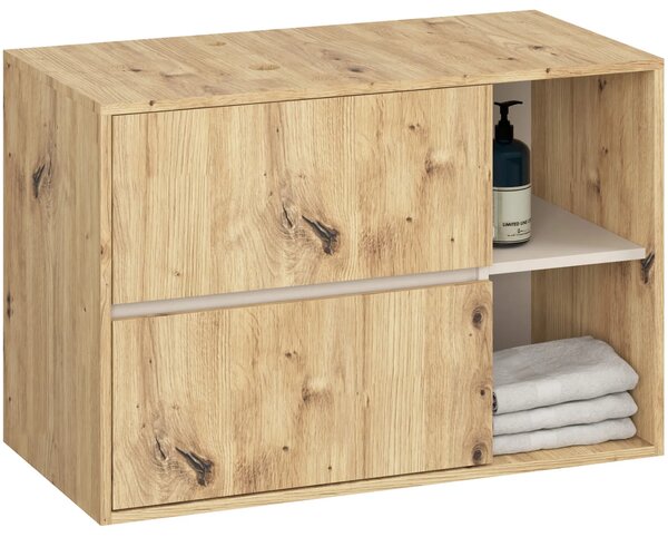 Szafka pod umywalkę z szufladami 90 cm dąb artisan + kaszmir G8-S06