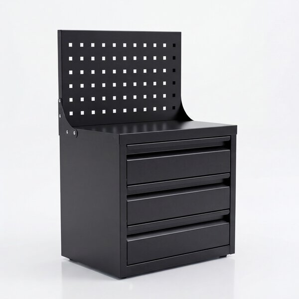 Organizer z tablicą perforowaną i szufladami, 660x400x300 mm