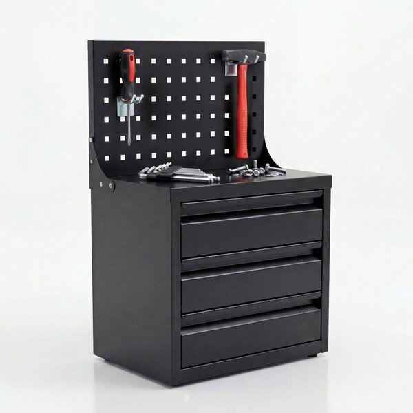 Organizer z tablicą perforowaną i szufladami, 660x400x300 mm