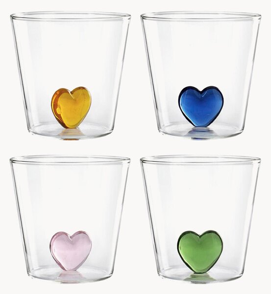 Komplet szklanek ze szkła borokrzemowego Miniature Hearts, 4 elem