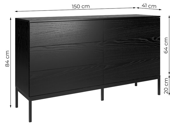 Komoda młodzieżowa BLACK 6 szuflad