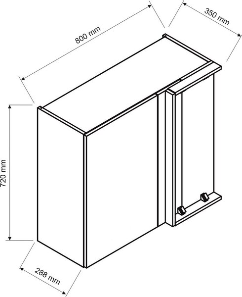 Szafka narożna górna dąb artisan + czarny K5-L21