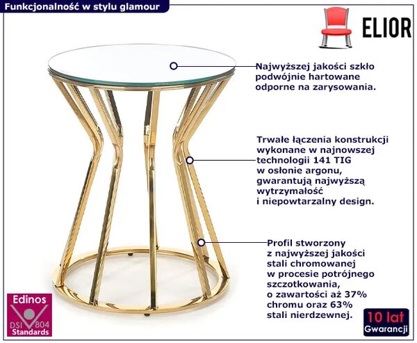 Okrągły stolik kawowy glamour z lustrzanym blatem R4-P10