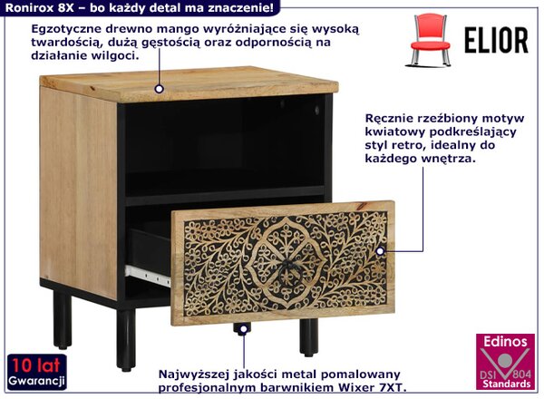 Rustykalna szafka nocna z szufladą W9-C43