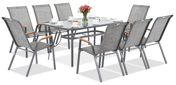 Zestaw mebli metalowych do ogrodu Modena/Bitonto szare dla 8 osób Garden Point