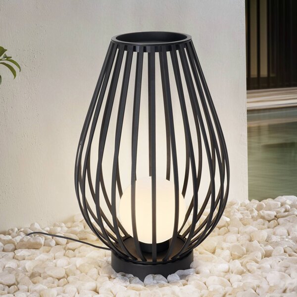Lampa tarasowa Lucande Marrin, czarna, metal, Ø 46 cm Marrin, czarny, metal, nowoczesny