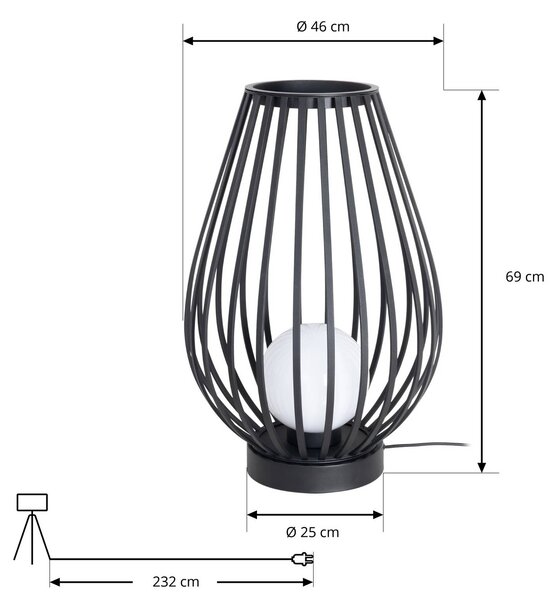 Lampa tarasowa Lucande Marrin, czarna, metal, Ø 46 cm Marrin, czarny, metal, nowoczesny
