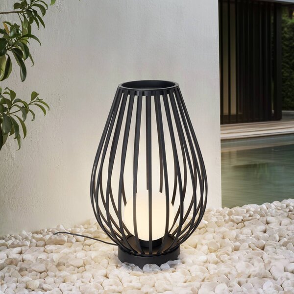 Lampa tarasowa Lucande Marrin, czarna, metal, Ø 46 cm Marrin, czarny, metal, nowoczesny