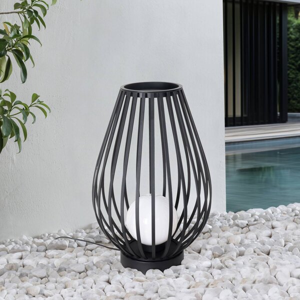 Lampa tarasowa Lucande Marrin, czarna, metal, Ø 46 cm Marrin, czarny, metal, nowoczesny
