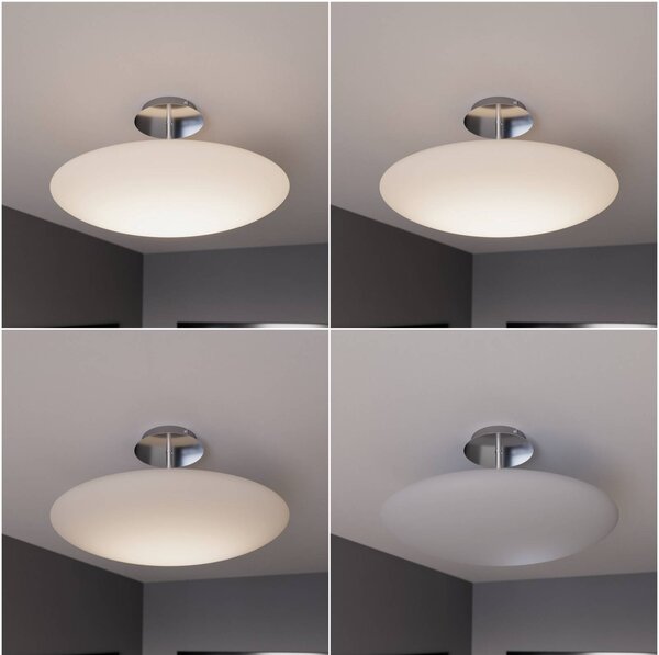 Lampa sufitowa LED Gunda Lindby, możliwość ściemniania, biały / opal, salon / jadalnia, szkło, nowoczesny