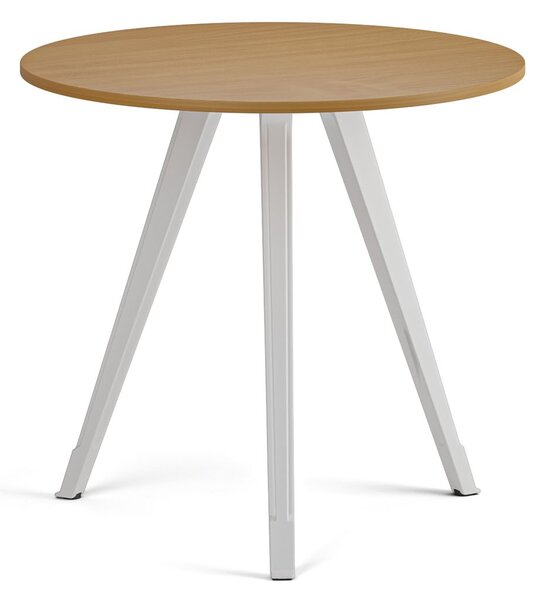 Stolik kawowy PRIMO ZEN, średnica 80 cm, biała podstawa, buk