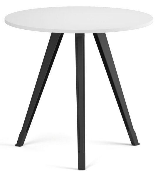 Stolik kawowy PRIMO ZEN, średnica 80 cm, czarna podstawa, biały