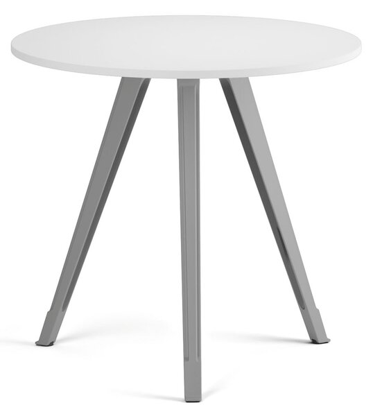 Stolik kawowy PRIMO ZEN, średnica 80 cm, szaro-srebrna podstawa, biały