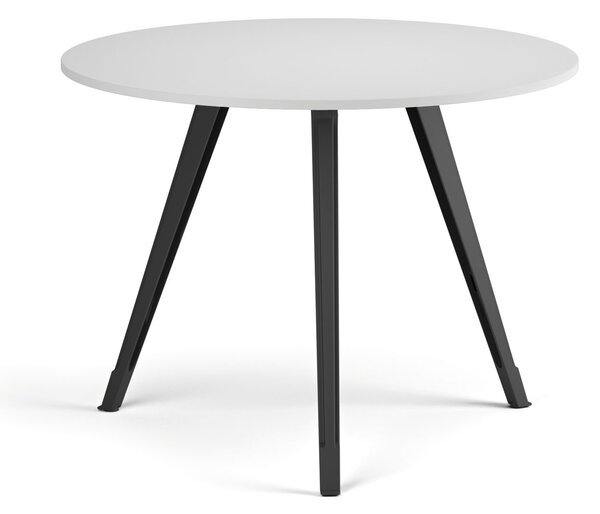 Stolik kawowy PRIMO ZEN, średnica 100 cm, czarna podstawa, biały