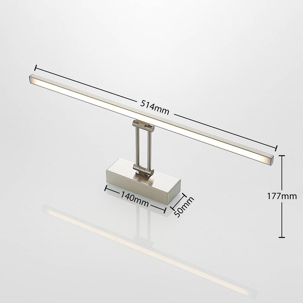 Lucande Thibaud oświetlenie obrazów LED, 51,4 cm, aluminiowy / szary / cynkowy, salon / jadalnia, metal, nowoczesny