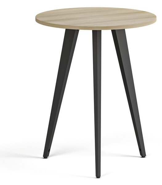 Stolik kawowy PRIMO VIBE, średnica 60 cm, czarna podstawa, dąb naturalny